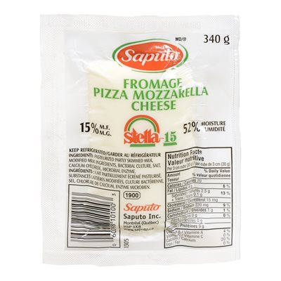 Fromage pizza mozzarella 15% 340gr