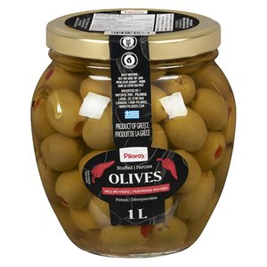Olives vertes farcies aux poivron rouge 1lt
