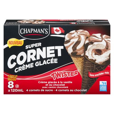 Cornet crème glacée twister 8x120ml