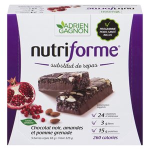 Barre subs.repas choco.noir / ama. / pom.gren.5un 325gr