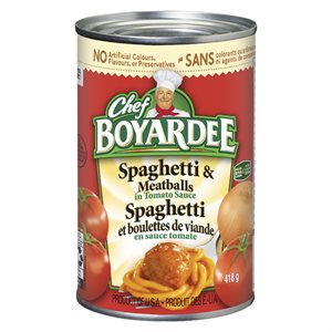 Pâtes spaghetti boulettes sauce tomate 418gr