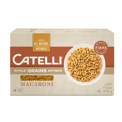 Pâtes macaroni 100% grains entiers 375gr