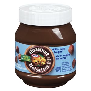 Tartinade cacao & noisette moins de sucre 725gr