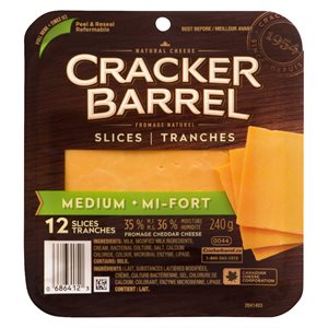 Fromage cheddar mi-fort 12 tranches 240gr