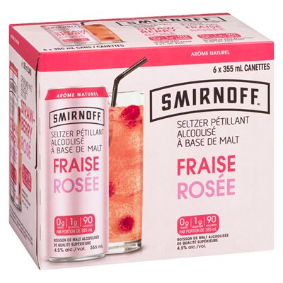 Seltzer pétillant fraise rosée 4.5% 6x355ml