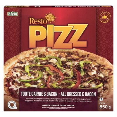 Pizza garnie bacon surgelée 12" 850gr