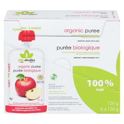 Purée de pomme bio 6x120gr