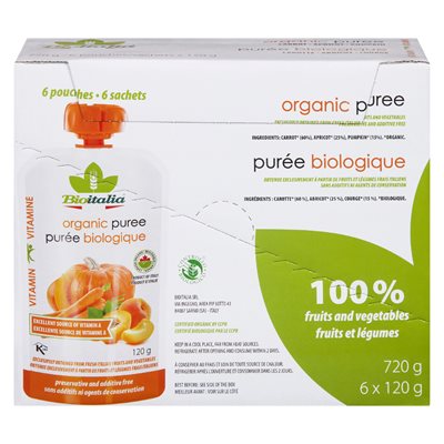 Purée de carotte / abricot / courge bio 6x120gr