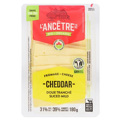 Cheddar doux tranché bio sans lactose 180gr